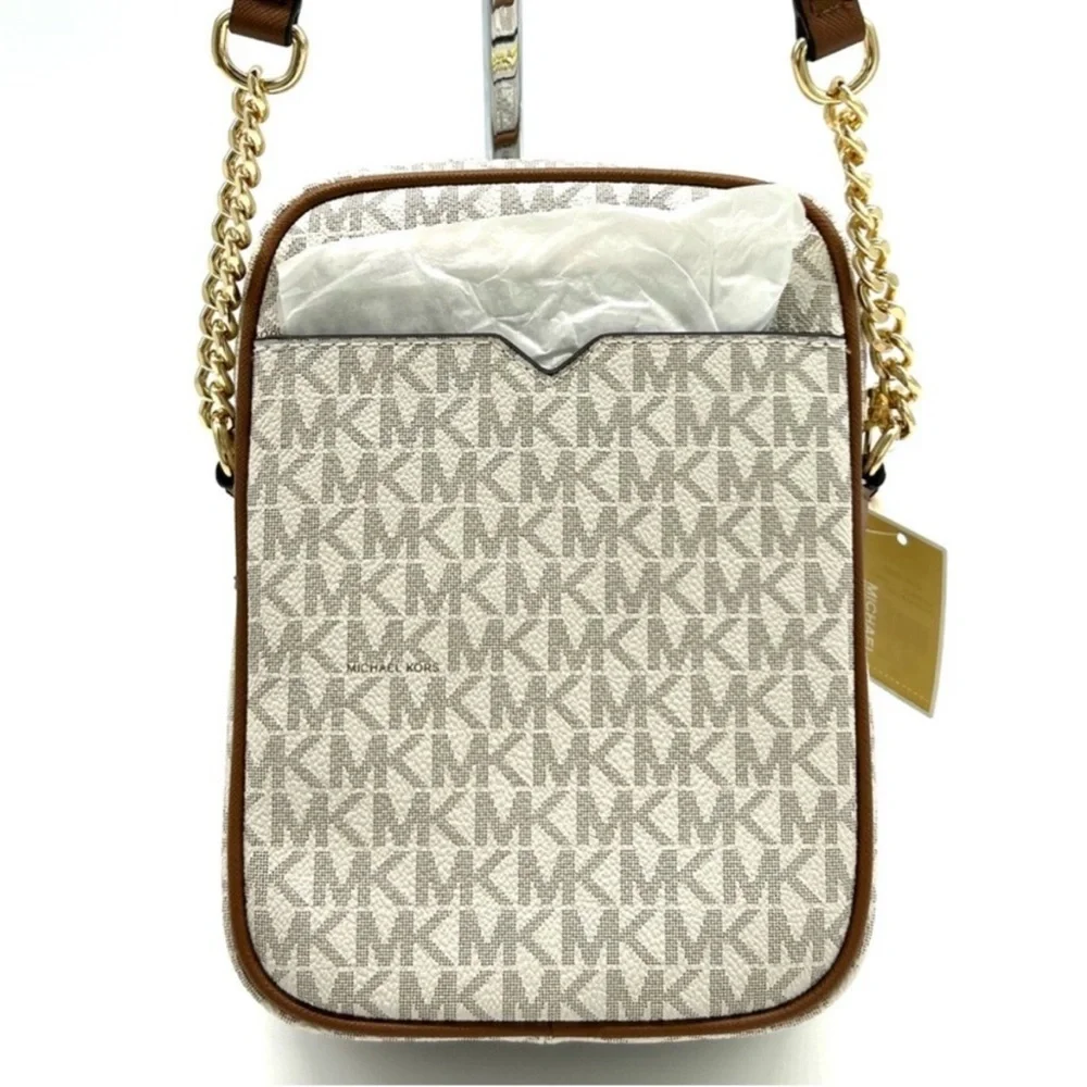 Michael Kors Jet Set Travel Medium Logo Crossbody Bag Vanilla/Brown